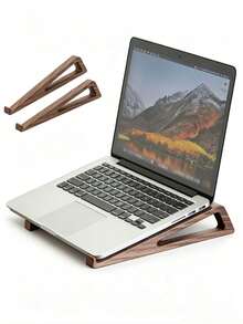 Wooden Laptop Desk Stand, Portable Detachable Walnut Wood Laptop Riser, 12° Ergonomic Laptop Stand With Ventilation And Heat Dissipation, Foldable, Suitable For All Laptops - 1 Piece - View 9