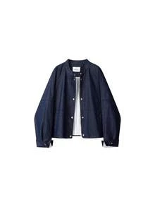 Korean Style Vintage Denim Jacket Zipper Top, College Home Daily Wear, Spring Autumn - Navy Blue - View 3