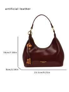 Elegant Retro Exquisite Gentle Atmosphere Crescent Bag With Gourd Pendant Design, Simple And Stylish, Personalized And Niche Design Sense Shoulder Bag - Red - View 6