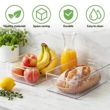 Stackable 6pcs 3 Size, Clear Bins With Handle, Non-Slip Base. Kitchen Storage Containers For Fruit And Vegetable, Fridge Organizer, Pantry Drawer - View 5