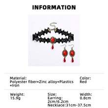 1 Pair Earrings + 1 Necklace Gothic Style Gemstone Inlaid Water Drop Tassel Lace Women's Earrings Necklace Party Gift - Jewelry Set - View 17