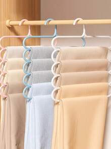 3pcs 5-Tier Pants Hanger Plastic Space Saving Wardrobe Organizer Multi-Layer Clothes Rack For Trousers Jeans Scarves Ties Non-Slip Sturdy Closet Storage Rack Home Dorm Apartment Organization Hanging Hanger - Multicolor - View 4