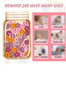 36pcs Wooden Star & Flower Hollow Reward Jar, Positive Behavior Incentive Chart, Decorative Reward System, Suitable As Easter Gift, Easter Decoration, Back To School Supplies, Home Decor, Party Decoration, Wedding Decoration, Holiday Decoration - Decorations - View 3