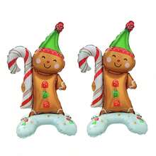 Standing Gingerbread Man Foil Balloon, Christmas Window Display Store Party Photo Prop Floor Decoration - Multicolor - View 9
