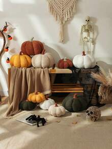 1 Stück Kürbis-Zierkissen, Halloween-Kürbis-Dekokissen, weißes geformtes Kissen, geeignet für Herbst-Raumdekoration Geschenk, Teddy-Fleece süßes Halloween-Kissen, Herbst-Heim-Schlafzimmer-Kissen, Feiertags-Weihnachts-Halloween-Thanksgiving-Geschenk - Gelb - Übersicht 4