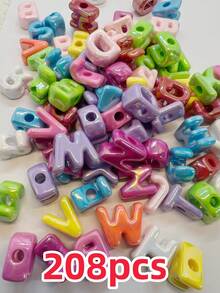 104pcs Rainbow UV Coated Acrylic Beads, Mixed Random Letter Beads, DIY Craft Beads, Suitable For Bracelets, Necklaces, Earrings, Keychains, Phone Chains, Bag Decorations - Multicolor - View 19