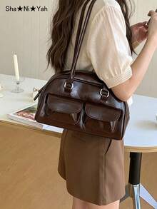Women's Underarm Bag Spring/Summer New Fashion Tote Bag, Versatile Large Capacity Multi-Pocket Commuter Bag, Suitable For Music Festivals, Parties, Banquets, And Gifts - Coffee Brown - View 2