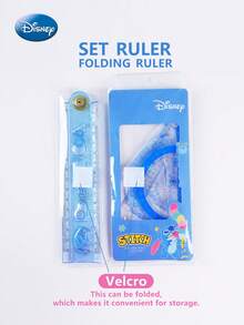 1Set Disney Officially Licensed Lilo And Stitch Themed Ruler Set Cute Cartoon Character Design Transparent Plastic Straight And Triangle Rulers For Sc - Multicolor - View 5