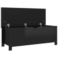vidaXL Storage Box With Cushion High Gloss Black 41.3"X15.7"X17.7 - Black - View 4