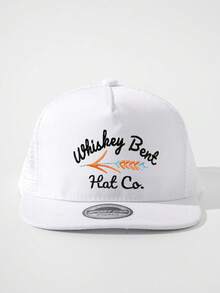 1件中性兒童嘻哈帽，刺繡 WHISKEY BENT 仿皮草綠色五片式平帽簷網帽，戶外可調節防曬休閒帽，適合男孩女孩春秋旅行穿著 - 彩色 - 查看 4