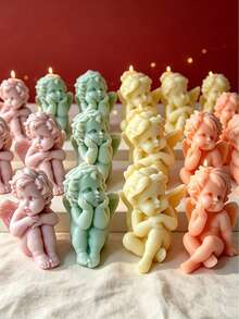 5pcs Angel Candle Silicone Mold Set, 3D Angel Shape Silicone Candle Making Kit, DIY Home Decor And Handmade Soap Craft Mold - Material: Silicone, No Power Required - White - View 1