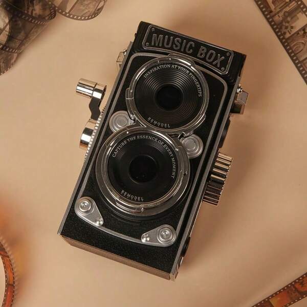 Retro Dual-Lens Camera-Style Music Box: Vintage Camera Model-Creative Gift, Ornament, And Decorative Item, Perfect For Gifting