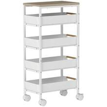 5-Tier Storage Trolley On Wheels - White - T0001-01-3571 - View 12