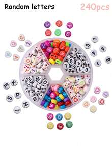 1pc 240pcs Acrylic Colorful Number & Letter Beads Box, DIY Bracelet Letter Beaded Accessories - Multi-color Letters - View 7
