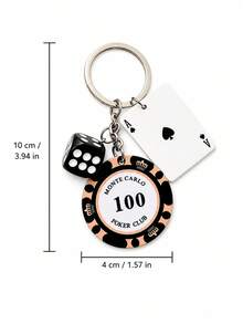 1 buah Gantungan Kunci Dadu Chip Poker, dengan Dadu Chip Poker + Liontin Kartu As, Gantungan Kunci Kreatif, Aksesori Gantungan Tas Ransel, Aksesori Kunci Mobil, Gantungan Botol Minum, Cocok untuk Gantungan Tas, Liontin Mobil - MultiWarna - View 6