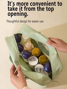 2/1pc Transparent PVC Material Toiletry Bag, Letter Makeup Bag, With Embroidered Letters, Waterproof Travel Toiletry Bag, With Letter Zipper Makeup Storage Bag, Cosmetic Organizer Bag, Portable Travel Makeup Bag, Suitable For Travel Toiletries - Green - View 5