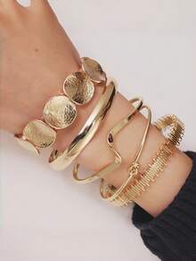 Bộ 5 vòng tay cuff hở hợp kim sắt nhẵn mịn - Bộ 5 vòng tay trơn - Xem 1