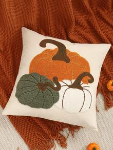 1 pièce/2 pièces Taie d'oreiller d'Halloween en canevas brodé Citrouille Feuille d'érable Oiseau Récolte d'automne Thanksgiving Canapé Salon Chambre Décoration de la maison Cadeau de fête - Vert - Voir 7