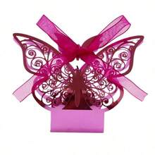 25 Stück Schmetterling Lasergeschnittene Geschenkboxen DIY Hochzeit Geburtstag Geschenk Süßigkeitenboxen mit Schleife, süße Schokoladenverpackungsboxen, geeignet für Hochzeit, Braut Geburtstagsparty Gastgeschenke, Dekorationen, Schulanfang, Valentinstag - Mehrere Stile - Übersicht 10
