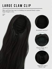 7JHH WIGS 28-Inch Long Black Body Wave Ponytail Extension For Women Drawstring & Clip-In Secured, Synthetic Hairpiece Perfect For Everyday Styling Use, Halloween - Black - View 3