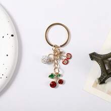 Korean Ins Style Alloy Drip Oil Cherry Keychain Full Diamond Fruit Pendant Fashion Versatile Bag Pendant Wholesale - Multicolor - View 7