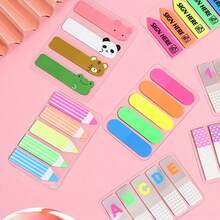 5pcs Colorful Fluorescent Index Tabs Cartoon Animal Letter Number Page Divider PET Writable Sticky Notes Notebook Classification Labels Bookmark Indicator Stickers Student Stationery Back To School Essentials - one-size - View 5