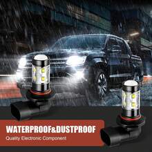 2pcs H10 9005 LED Fog Light Bulbs, Alloy Body Cree Chip 50W 6000K 360° Bright White Light, Base Fog Light Replacement, Universal For Most Car Models (White) - default - View 3