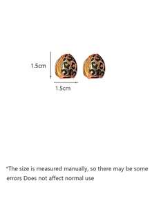 1 Pair Of Women's Vintage Oval Enamel Leopard Print Hoop Earrings, Stylish Light Luxury Unique Designer Jewelry, Versatile And Stackable - Gold - View 6