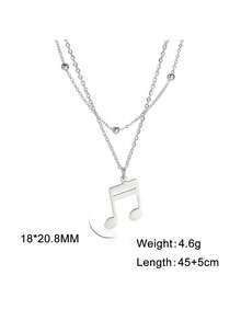 LIKGREAT 1pc Women's Fashion Stainless Steel Double Layer Y-Shaped Musical Note Necklace, Minimalist Music Symbol Pendant, Adjustable Collarbone Chain, Niche INS Style Versatile Accessory - Music Series - View 17