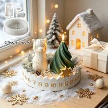 4pcs DIY Clay Molds Set, Alpaca Christmas Tree Number Round Disc Calendar Silicone Mold Set, Resin Silicone, Home Decor, Handicrafts, Plaster Cement Molds, Reusable, Easy To Demold, Holiday, Birthday Gifts. Casting Silicone Molds. - Silicone Mold - View 1