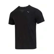 PUMA Unisex American Retro Solid Color Logo Print Crew Neck Loose Short Sleeve T-Shirt 520759-01 - Black - View 4