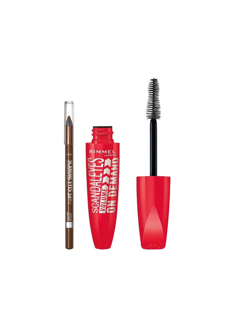 Rimmel [Bundle] Scandaleyes Waterproof Eyeliner 003 Brown 1.3 G + Scandaleyes Volume On Demand Mascara Black 12 Ml - 003 Brown+Black - View 1