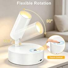 1件裝可充電磁吸式LED室內燈，USB充電，三色可調光，350°旋轉，電池供電壁燈，適用於臥室、床頭櫃、藝術品、繪畫、盆栽植物、攝影 - 彩色 - 查看 8