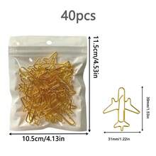 10/20/40pcs Creative Airplane Shaped Gold Rose Color Metal Paper Clips, Office Supplies, Suitable For Planner, Notebook, Card Packaging, Office School Stationery Gift - Airplane - View 18
