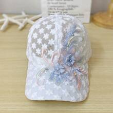 1 buah Topi Baseball Renda Tipis Musim Panas Baru untuk Wanita, Topi Baseball Jaring Berbordir Bunga, Bernapas, Gaya Korea, Topi Pelindung Matahari - MultiWarna - View 3