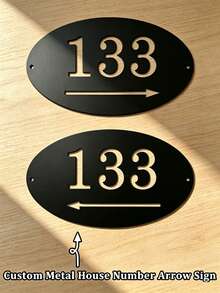 Custom Metal House Number Arrow Sign, Personalized Address Directional Sign, Includes Direction, Door Number, Address Plaque - Black - View 5