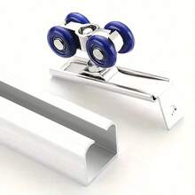 2Pcs Sliding Door Roller Hardware Slide Doors Pulley 4 Wheels Rail Track Home Room Wood Door Hanging Wheels Rail Track Pulley - 2-piece Wheel - View 8