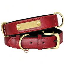 PU Leather Dog Collar, Personalized With Engraved Nameplate, Comfortable Lining And Vintage Metal Buckle, Comfortable And Fashionable, Soft And Durable Leather Collar, Suitable For Walking, Training, Hunting And Running - Multicolor - View 7