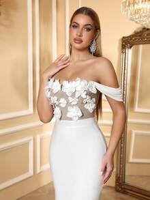 LOVE Aing Women's Summer/Autumn Evening Dress, White Dress Wedding Party Fall - White - View 12