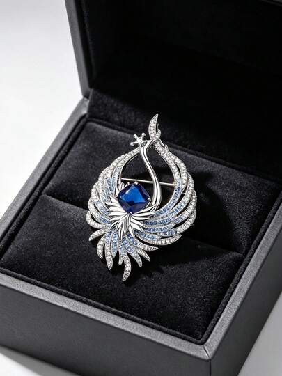 1pc Luxury Phoenix Dance Nine Heavens Brooch, High-End Exquisite Phoenix Brooch Accessory
