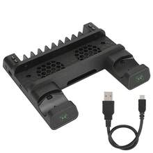 Dudukan Kipas Pendingin untuk PS-4/Slim/Pro, Dilengkapi Stasiun Pengisian Kontroler, Indikator Lampu, Dok Pengisian Kontroler, dan Penyimpanan Cakram Gim 10 Slot - View 10