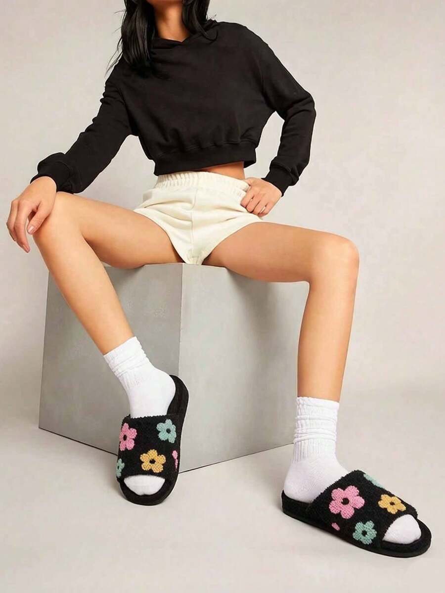 時尚印花亞麻底透氣拖鞋，四季皆宜，適合居家放鬆、公寓生活、戶外活動及室內臥室穿著
