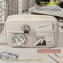 180° Flat-Lay Volcano Style Pencil Case, Transparent Fabric Large Capacity Stationery Storage Bag, Multi-Layer Zipper Compartments Desktop Organizer, Vertical Self-Standing Design, Can Store Pencils, Erasers, Notebooks, Tape, Rulers, Dual-Use For School And Office, Ideal Gift For Teens And Adults, Comes With A7 Notebook And 5 Writing Pens - 180-degree Flat Pencil Case - View 24