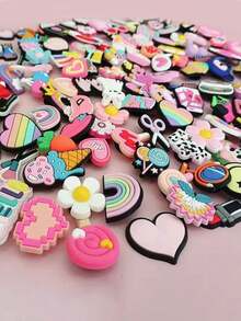 10-20-30-50-100 Pcs Hot Selling Pink Random Mixed Series DIY, Shoe Charm Accessories, Suitable For Various Wristbands, Bags And Accessories - PVC Mate - Multicolor - View 3