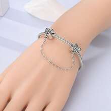 1pc S925 Sterling Silver Bracelet Safety Chain, Original Heart Lock, Butterfly, Evil Eye Multiple Rhinestone Designs, Thin Chain Anti-Drop Protection For Beaded Bracelets, Gold And Silver Dual Colors Optional, Versatile Accessory, Suitable For Handmade DIY Bracelet Making, Exquisite And Durable For Daily Wear - Multicolor - View 9