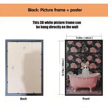 1pc, Canvas Wall Art With Frame, Wall Decor Printed With Neon Slogan "Live Well, Laugh Loud, Bubble Bath Time", Featuring Cute Pink Bow Ghost, Black Cat And Vintage Bathtub Pattern, Sweet Cool Gothic Halloween Atmosphere Wall Poster; Suitable For Modern Home Decor, Room Decor, Dorm Decor, Bedroom Decor, Living Room Decor, Bathroom Decor - Bathroom Ghost - View 12
