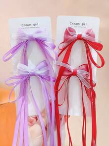 8/4/2pcs Long Ribbon Bow Hair Clips, Durable And Gentle On Hair, Cute And Sweet Hair Accessories Suitable For Pigtails - Perfect For Girls And Teens, Daily Wear, Vacation, School, And Dates - Multicolor - View 3
