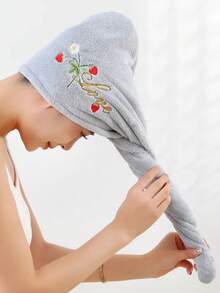 1/2/3 Peças Touca de Secagem de Cabelo, Lenço de Fibra de Poliéster, Padrão Floral e de Morango, Secagem Rápida e Absorvente, Adequado para Todas as Estações, Perfeito para Banheiro, Viagem, Escola, Presentes de Feriado, Toalha de Secagem de Cabelo Doméstica Feminina - Multicolorido - Visão 6