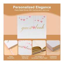 Elegant Hardcover Guest Book For Weddings Baby Showers And Special Events White Lined Keepsake Album With 150 Pages - White - View 3