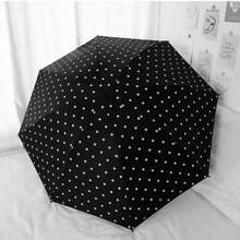 Paraguas automático portátil plegable de viaje para exterior con protección UV, lunares negros de vinilo, para sol y lluvia - Lunares automáticos - Ver 4